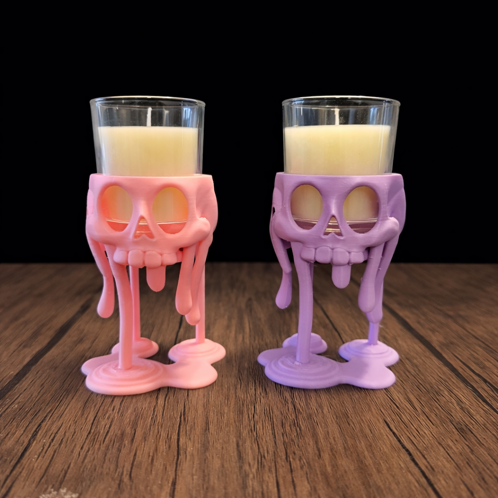 Melting skull candle holders