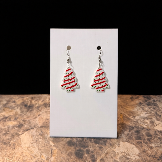 Lil Debbie Christmas tree cake earrings