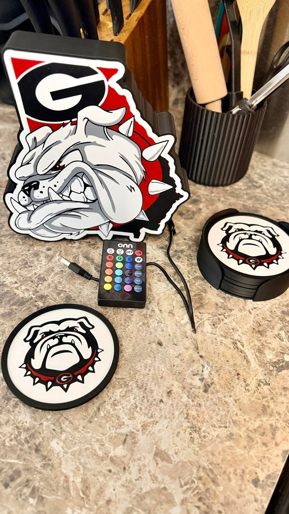 Georgia light box with coasters